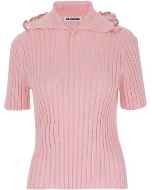 Jil Sander リブ ポロシャツ - ピンク
