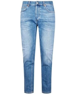 Dondup Faded-Effect Logo-Plaque Jeans - Blue