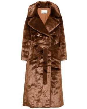 Frankie Shop Joni Belted Faux Fur Maxi Coat - Brown
