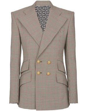 Balmain Prince Of Wales Double-Breasted Blazer - Grey