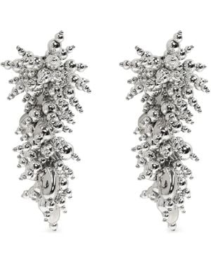Self-Portrait Beaded-Cluster Drop Earrings - White