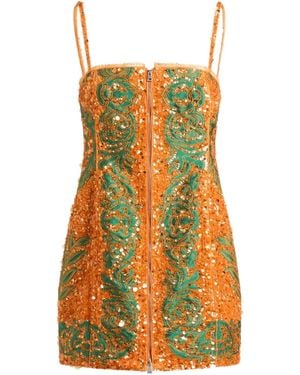 Etro Sequin-Embroidered Mini Dress - Orange