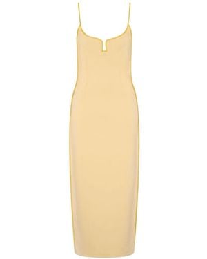 Paris Georgia Basics Marlo Midikleid Mit Kontrastdetails - Weiß