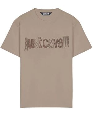Just Cavalli Logo-Print Cotton T-Shirt - Grey