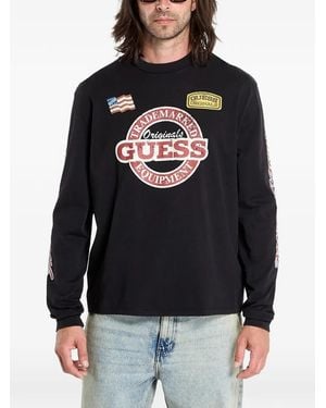Guess Graphic-Print Long-Sleeve T-Shirt - Black