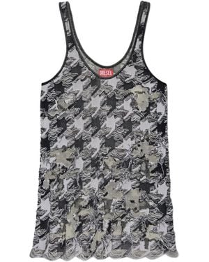 DIESEL Frayed Houndstooth Top - ブラック