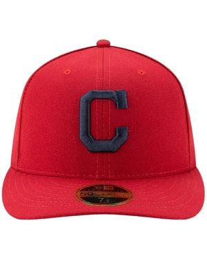 KTZ 59Fifty Cleveland Indians Low Profile Authentic Fitted Cap - Red