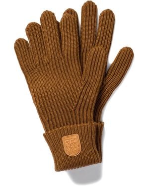 Parajumpers Ribgebreide Handschoenen Met Leren Patch - Bruin