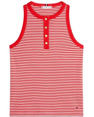 Tommy Hilfiger Henley Striped Top - Red