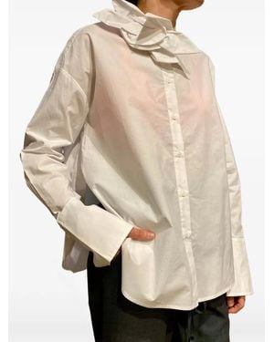Psophia Floral-Applique Mandarin-Collar Shirt - Natural
