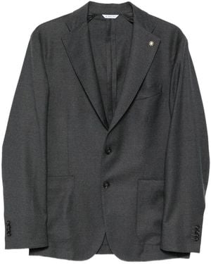 Manuel Ritz Single-Breasted Blazer - Gray