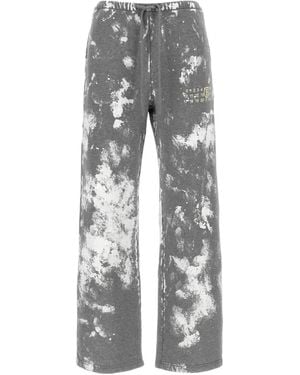 MM6 by Maison Margiela Numeric Signature Paint-Splatter Cotton Track Trousers - Grey