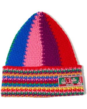 Emilio Pucci Colourblock Wool Beanie Hat - Red