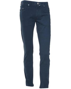 Sartoria Tramarossa Embroidered-Logo Pants - Blue