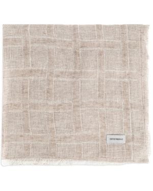 Emporio Armani Fringed Checked Scarf - Black