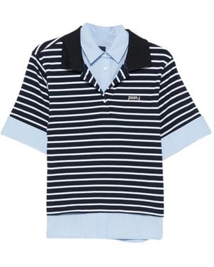Juun.J Striped Layered-Effect Polo Shirt - Blue