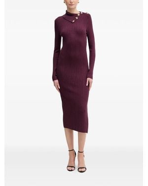 Guess Asymmetric-Neck Midi Dress - Purple