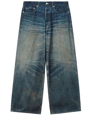 Izzue Faded-Effect Whiskered Jeans - Blue