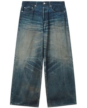 Izzue Faded-Effect Whiskered Jeans - Blue