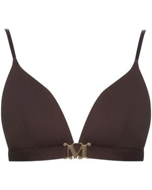 Max Mara Top Bikini Con Logo - Marrone