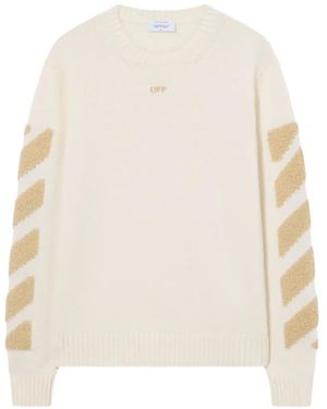 Off-White c/o Virgil Abloh Diag Fuzzy-Knit Jumper - White