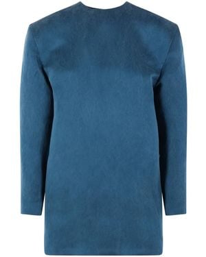 Saint Laurent Logo-Detail Mini Dress - Blue