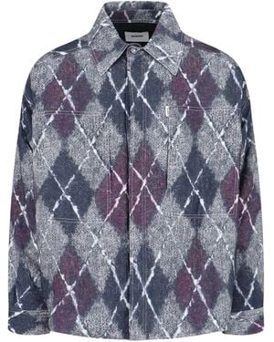 Bonsai Diamond Texture Shirt Jacket - Blue