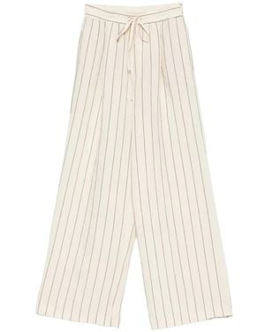 ViCOLO Pinstripe-Print Drawstring-Waist Pants - White