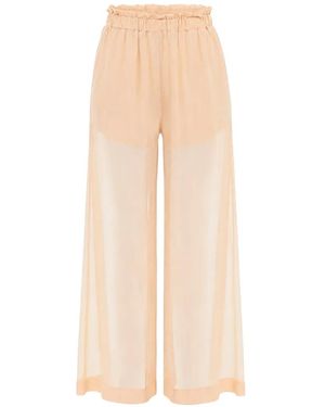 SLEEP NO MORE Chiffon Silk Trousers - White