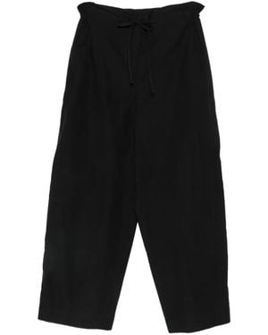 PT Torino Pantalon À Taille À Lien De Resserrage - Black