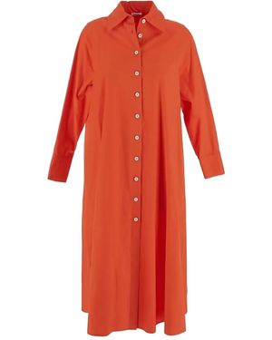 Malo Katoenen Midi-Jurk - Rood