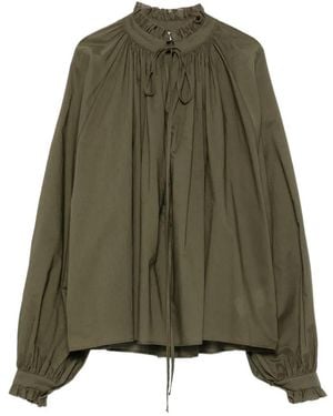 PT Torino Ruffled-Trim Pleated Blouse - Green