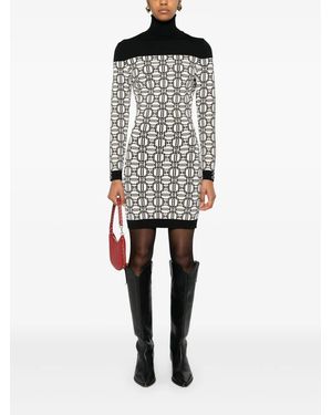 Elisabetta Franchi Lozenge Mini Dress in Natural | Lyst