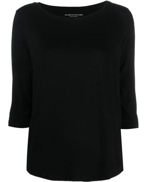 Majestic Filatures Boat-Neck Jersey Top - Black