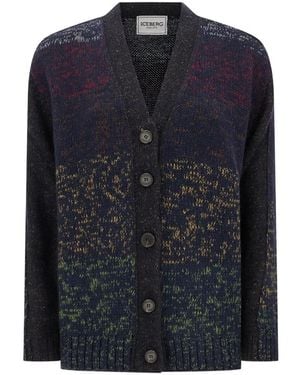 Iceberg Ombre-Effect Knit Cardigan - Blue