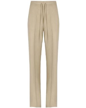 Antonelli Drawstring-Waist Pressed-Crease Trousers - Natural