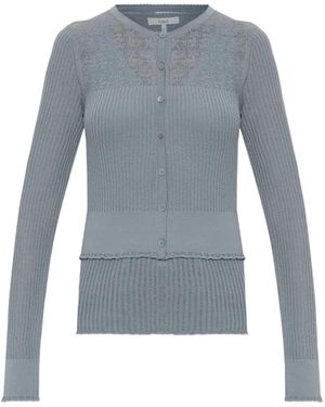 Chloé Ribbed-Knit Wool Vest And Cardigan - Blue