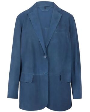 Salvatore Santoro Button-Up Leather Jacket - Blue