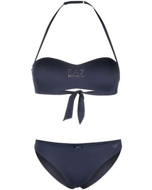 EA7 Logo-Embellished Bikini Set - Blue