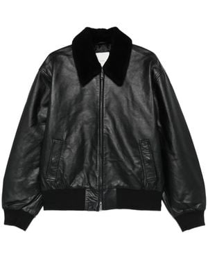 Calvin Klein Veste Bomber En Cuir - Noir