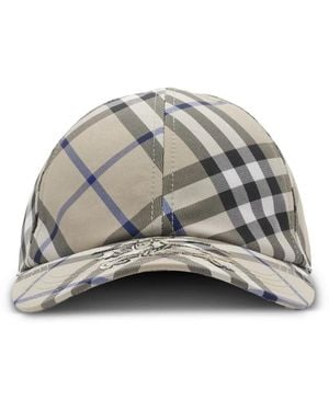 Burberry Check Pattern Twill Baseball Cap - Grey