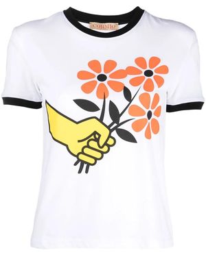 Cormio Mazzolino Fiori Ringer T-Shirt - White
