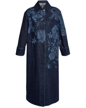 Erdem Floral-Print Coat - Blue