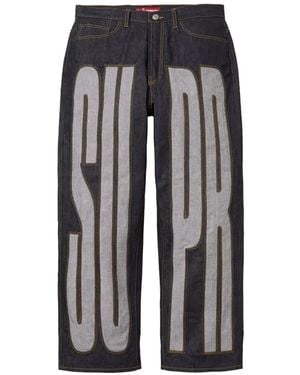 Supreme Inset Spellout Baggy Jeans - Black