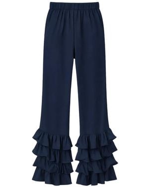 Silk95five Ruffled-Detail Trousers - Blue