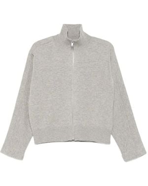 Jil Sander Cardigan Con Zip A Collo Alto - Grigio