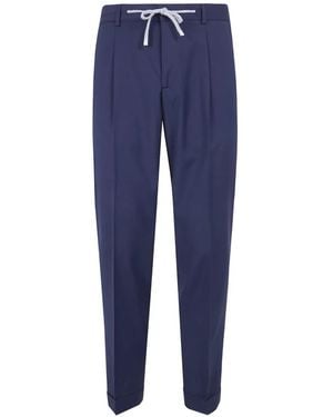 Barba Napoli Roma Pleated Drawstring Trousers - Blue