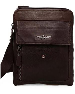 Aeronautica Militare Logo-Plaque Leather Belt Bag - Black