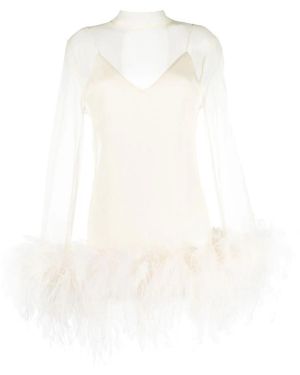 Taller Marmo Gina Spirito Feather-Trim Minidress - White