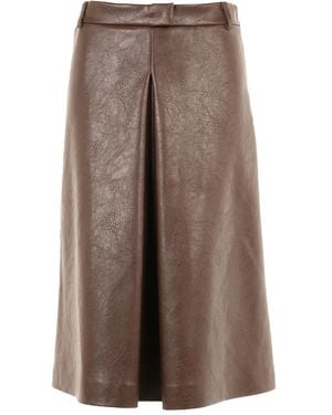 MSGM Pleated Midi Skirt - Brown